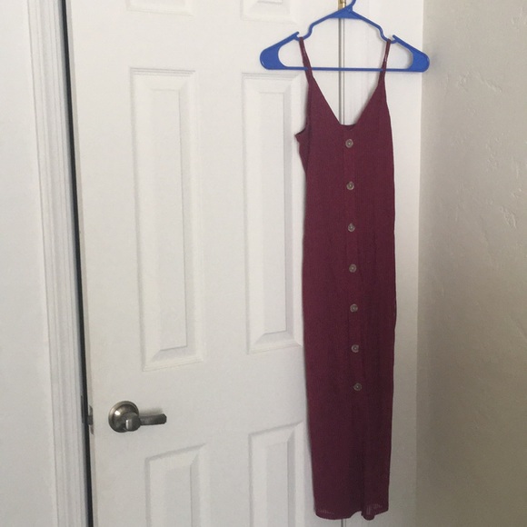 ribbed button front midi dress